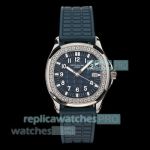 Swiss 1-1 Replica Patek Philippe Aquanaut 5067A Quartz Deep Blue Dial Diamonds Watch 
